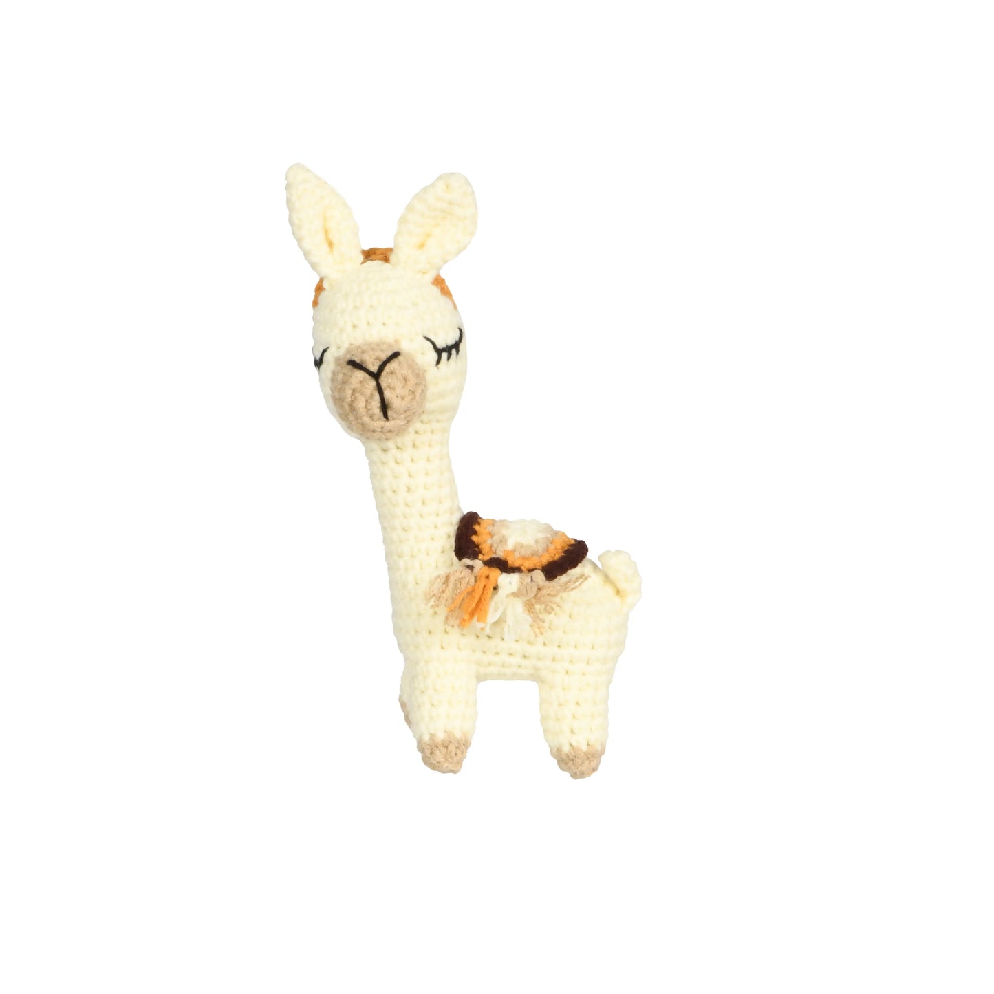 Handmade crochet amigurumi toy set featuring a cute baby lama and a loving mom lama, with soft fur and charming details