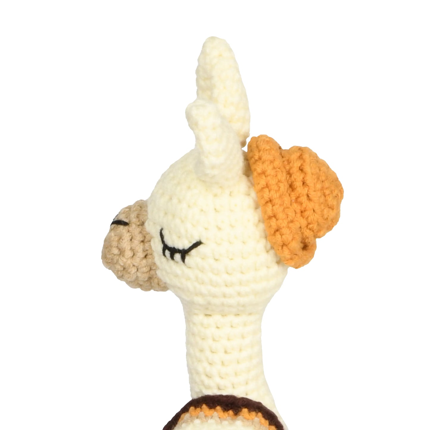 Handmade crochet amigurumi toy set featuring a cute baby lama and a loving mom lama, with soft fur and charming details