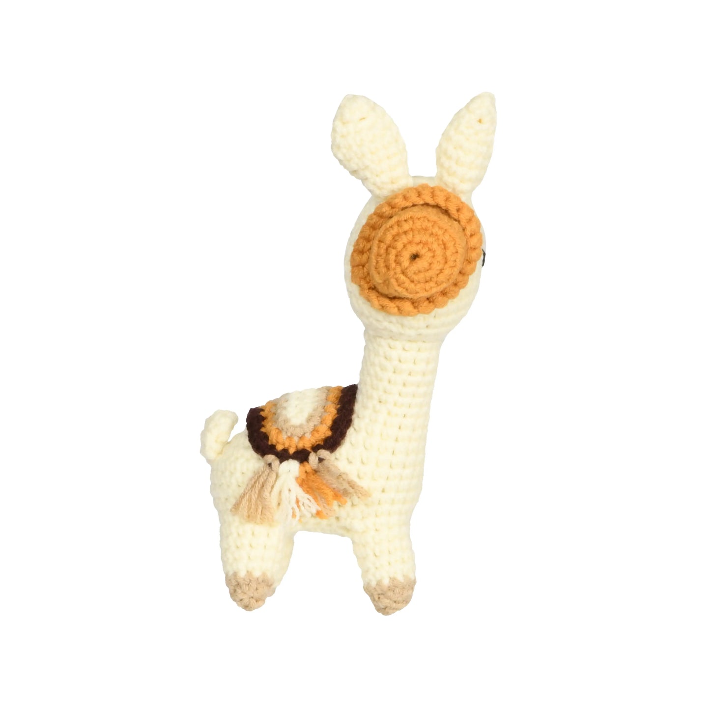 Handmade crochet amigurumi toy set featuring a cute baby lama and a loving mom lama, with soft fur and charming details